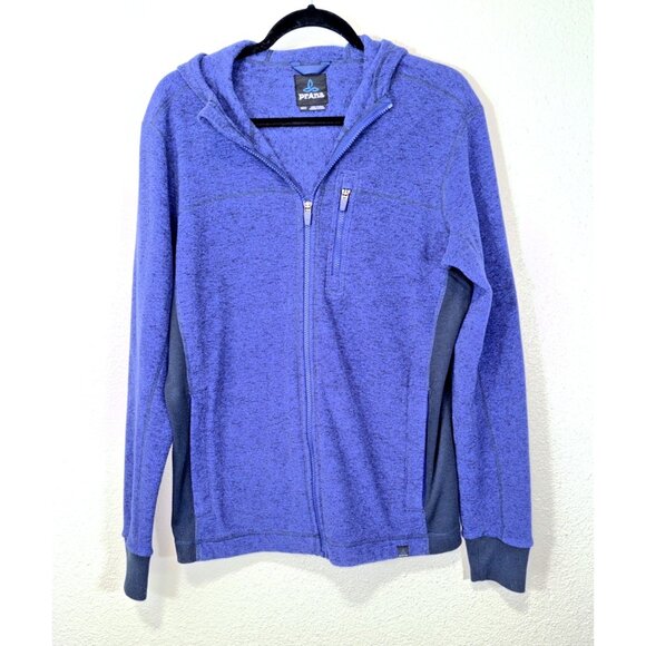 PrAna  Men's Blue Fleece Hoodie Full Zip Jacket Size M Long Sleeve Casual Sporty - Picture 1 of 7